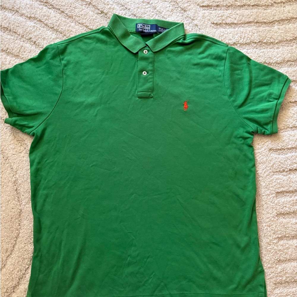 Ralph Lauren Green Polo Shirt Classic Design Custom Fit Soft Large Polo